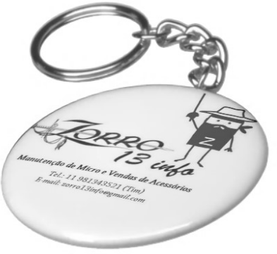 chaveiro com foto, logos ou mensagens 